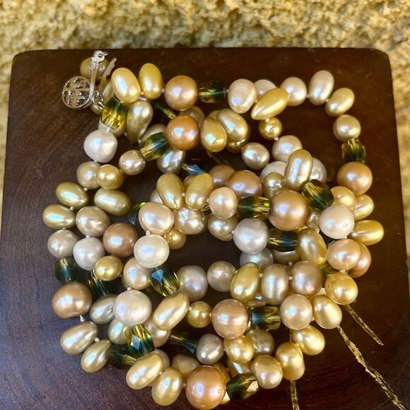 Vintage Yellow Pearl Necklace Long Beaded Statement Jewelry - Picture 7 of 11